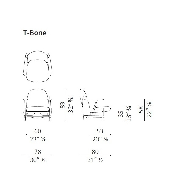 Listo para entregar - T-Bone Limited Edition Ceccotti Collezioni Butaca