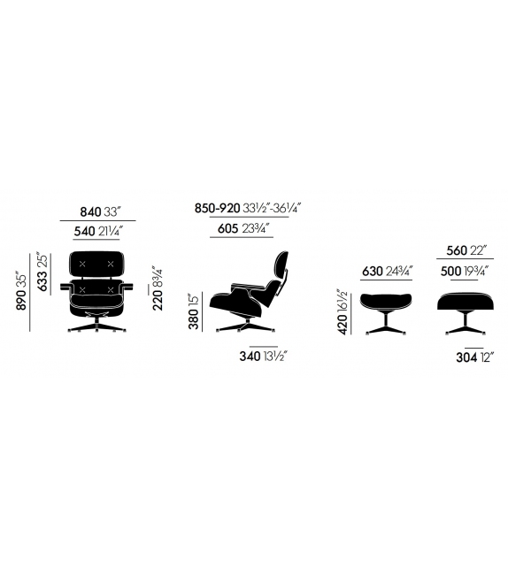 Prêt pour l'expédition - Lounge Chair & Ottoman Vitra Cherry Version