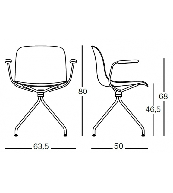 Troy 4 Star Swivel Polypropylene Magis Chaise avec Accoudoirs