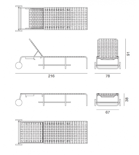 InOut Gervasoni Sun Lounger with Castors