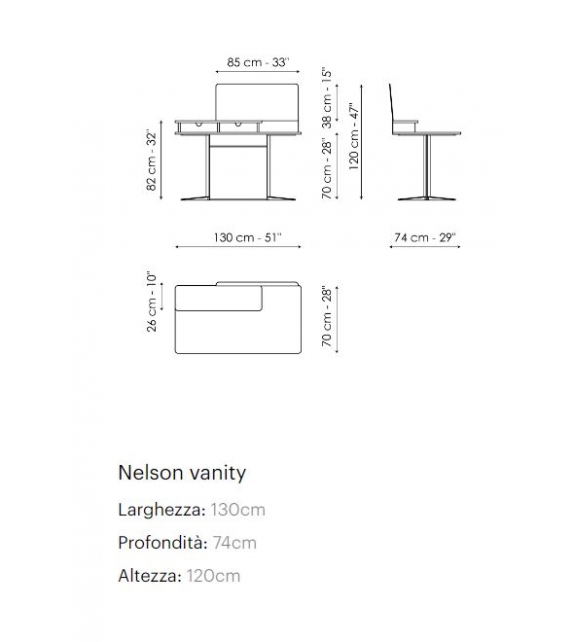 Nelson Vanity Bonaldo Schminktisch