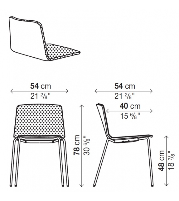 Rama Kristalia Chaise Revêtue avec 4 Pieds