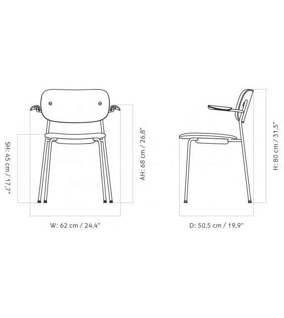 Co Fully Menu Chaise avec Accoudoirs