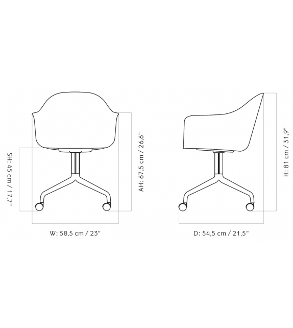 Harbour Casters Menu Chaise Revêtu