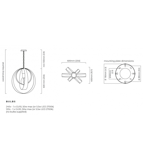 Lunar CTO Lighting Lampada a Sospensione