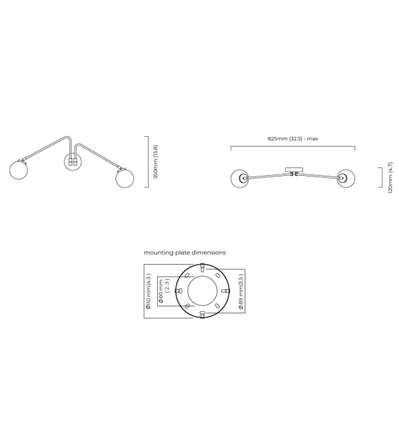 Array Twin Opal CTO Lighting Wandleuchte