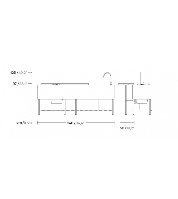 Base Kitchen Kettal Outdoor-Küche - Doppelkonfiguration