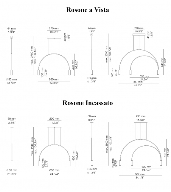 Volta Arc Estiluz Lampada a Sospensione