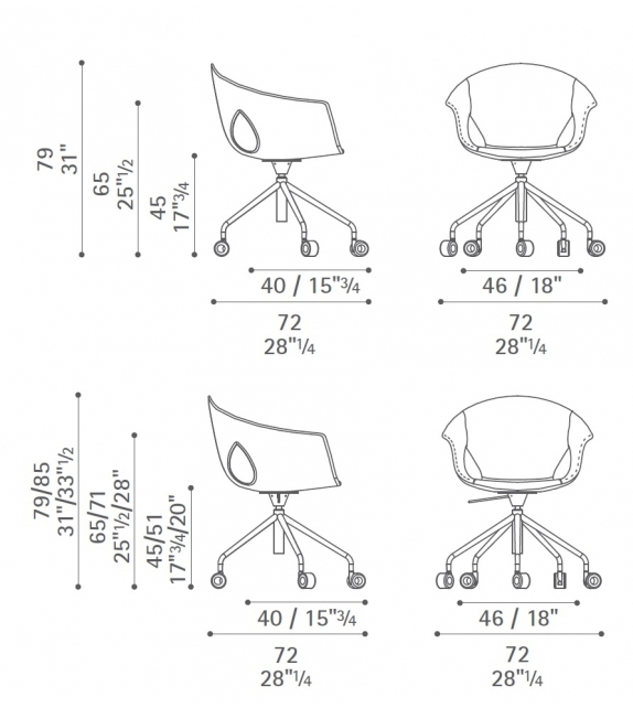 Ginger Ale Office Fauteuil 5 Branches Poltrona Frau