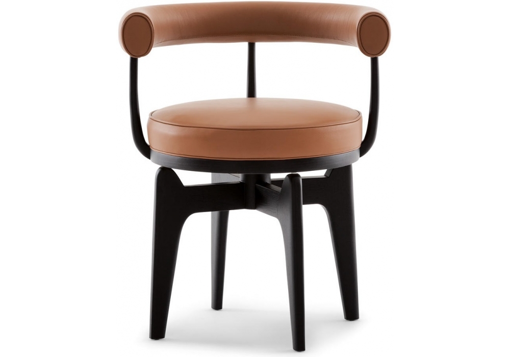 Charlotte Perriand 528 Indochine Swivel Chair in Walnut by Cassina, Fango