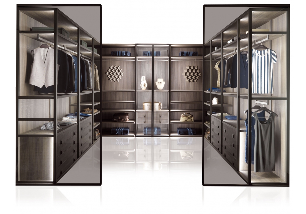 Modular walk-in wardrobe - PALO ALTO - MisuraEmme SpA - contemporary / glass  / lacquered aluminum