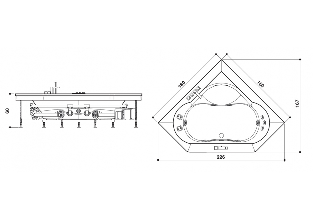 Jacuzzi Aura Corner 160 Wood vasca da bagno idromassaggio ad