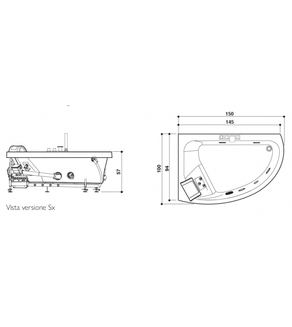 Aquasoul Offset Jacuzzi Bathtub