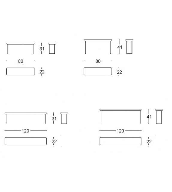 381 Torei Table Basse Rectangulaire Cassina