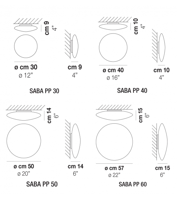 Saba Vistosi Lampada da Parete/Soffitto