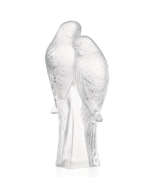 2 Parakeets Lalique Sculpture