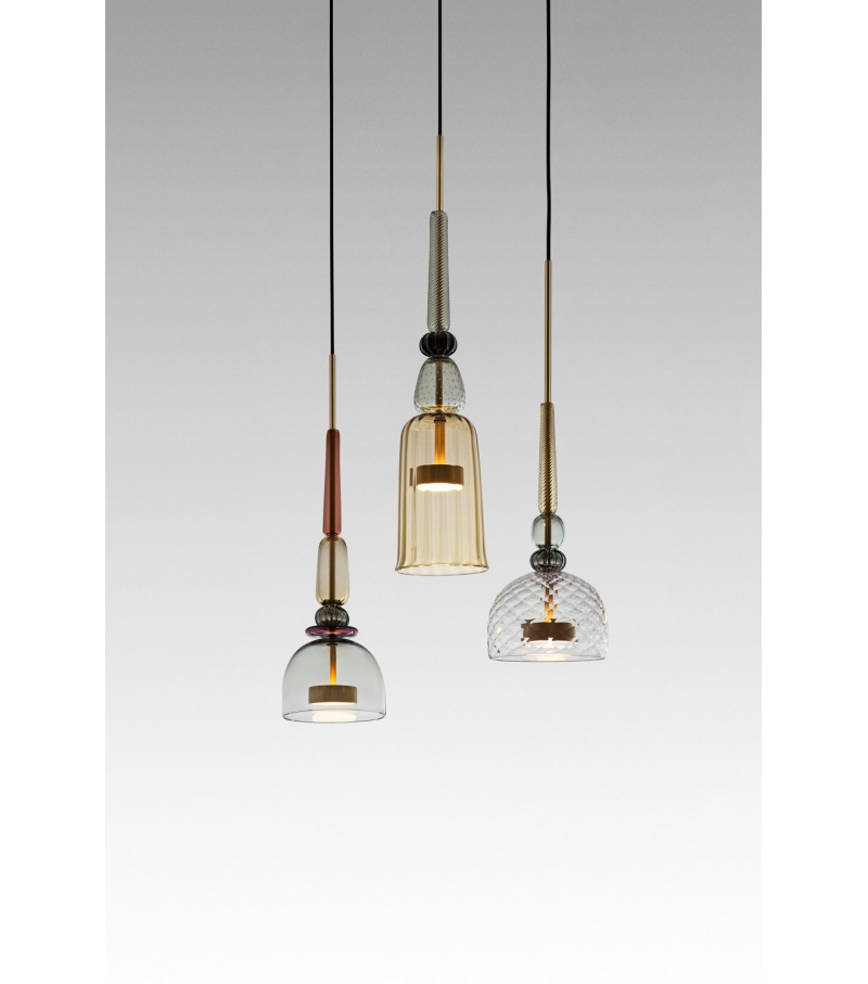 Flauti Circular Chandelier 32 Amber Giopato & Coombes Lampadario