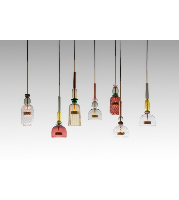 Flauti Zigzag 7 Pendant Chandelier Giopato & Coombes Candelabro