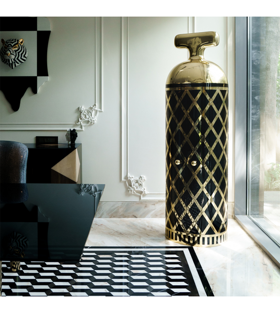 Monsieur Verdoux Black Gold Scarlet Splendour Bar Cabinet