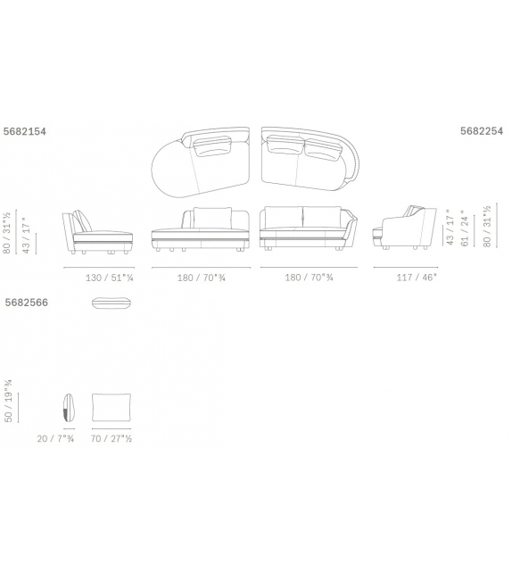 Ready for shipping - Duo Sofa Poltrona Frau & Ceccotti Collezioni