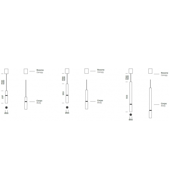 Beam Stick Glass Olev Lampada a Sospensione