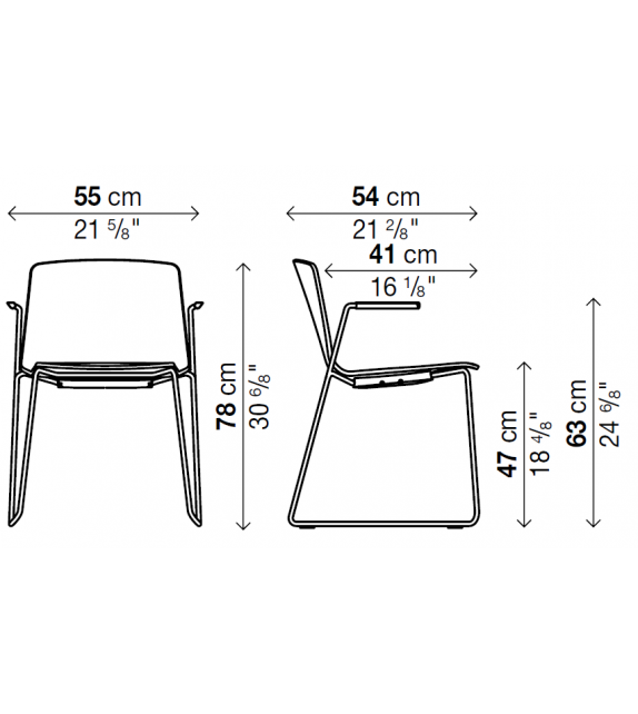 Rama Kristalia Chair with Slide Frame & Armrests