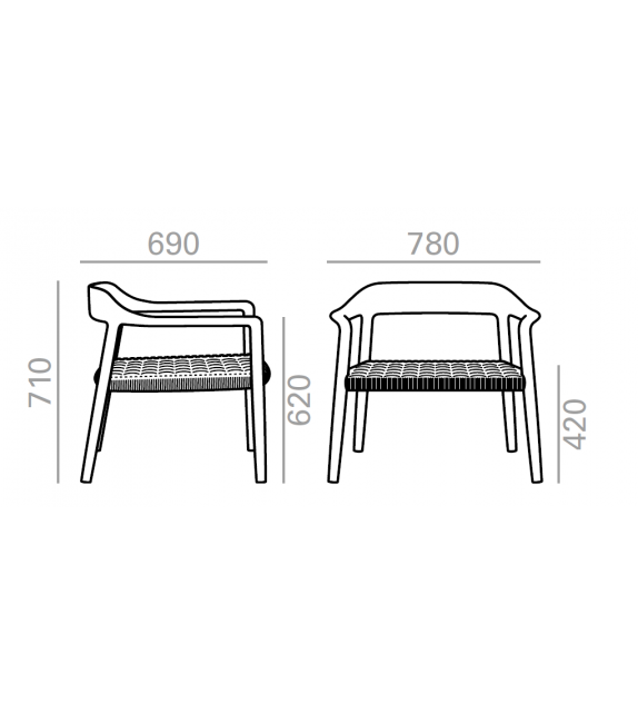 Liceo Andreu World Lounge Chair à Siège Tissé