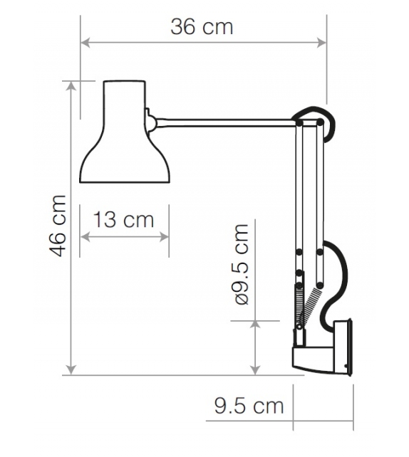 Type 75 Mini Mounted Anglepoise Wall Lamp