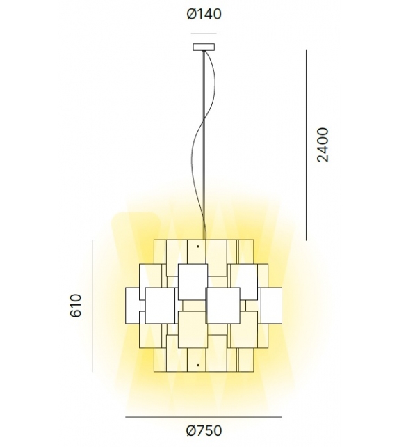 Sun 75 Quadrifoglio Group Suspension Lamp