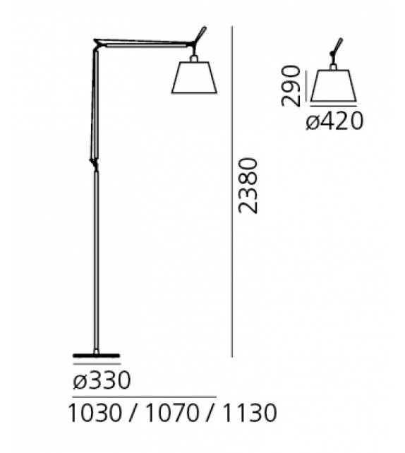 Prêt pour l'expédition - Tolomeo Mega Pergamena Artemide Lampadaire