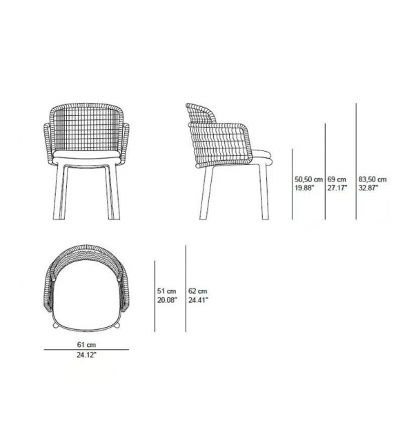 Suro Tribù Chair with Armrests