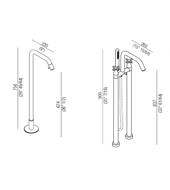 Memory Agape Floor Mounted Bathtub Tap