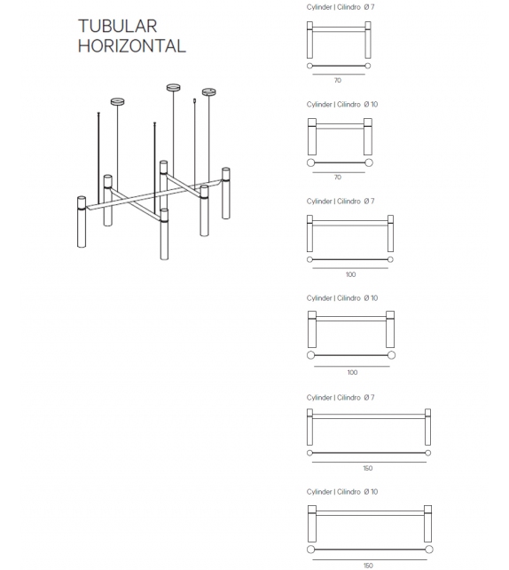 Henge Tubular Horizontal Plafonnier