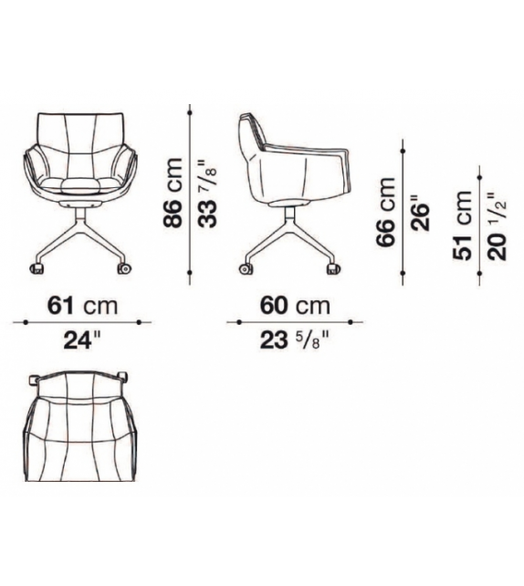 Husk B&B Italia Petit Fauteuil Avec Roues