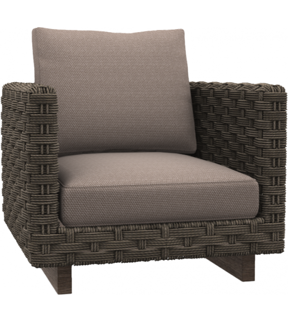 Ray Outdoor Natural B&B Italia Outdoor Armchair with Wooden Base