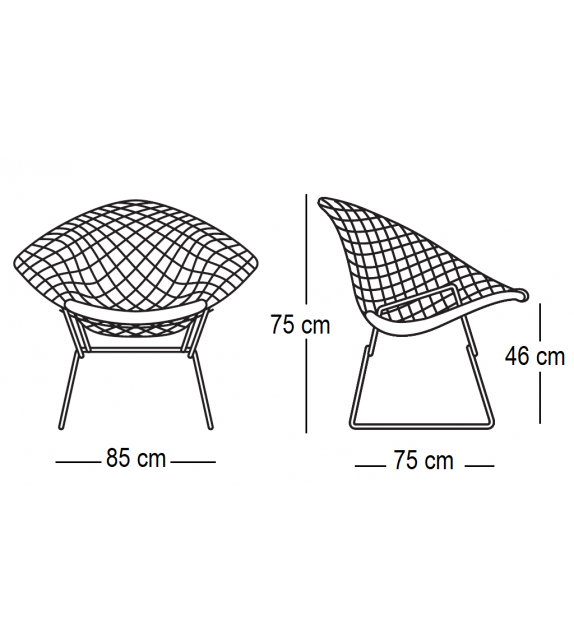 Bertoia Diamond Chair Sillón Con Cojín Knoll