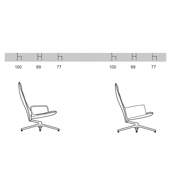 Pilot Chair Hochsesse mit Armlehnen Knoll