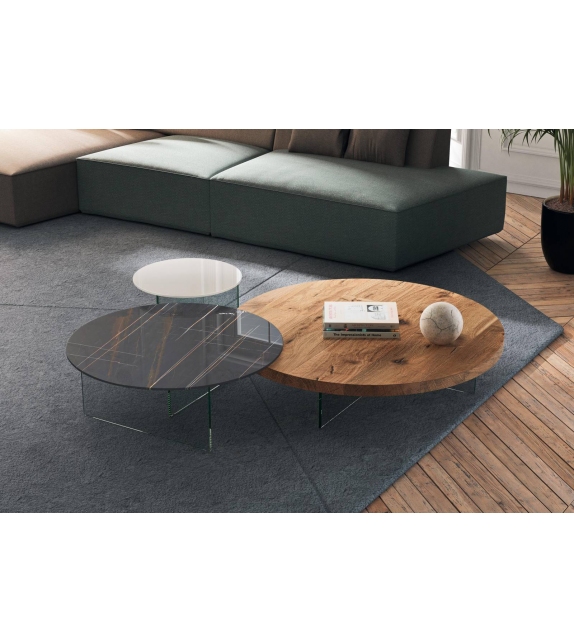 Air Round Lago Table Basse avec Plateau en Verre