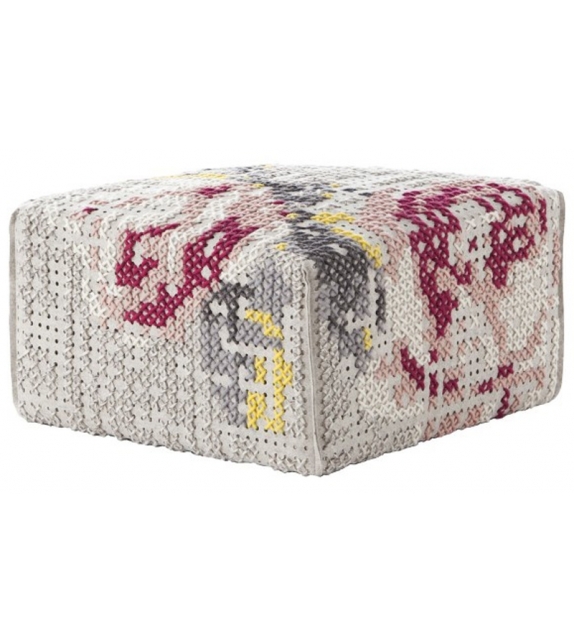 Canevas Flowers Square Pouf Gan