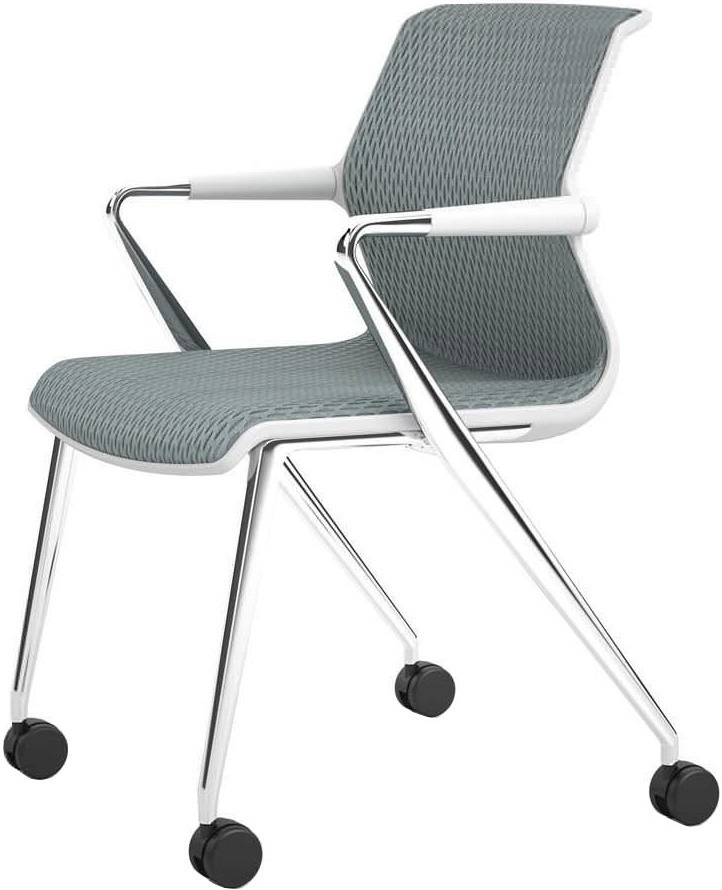 VITRA sedia da ufficio basamento con 5 razze su ruote UNIX CHAIR DIAMOND  MESH (Mattone struttura Soft Grey - Alluminio lucido e tessuto) 