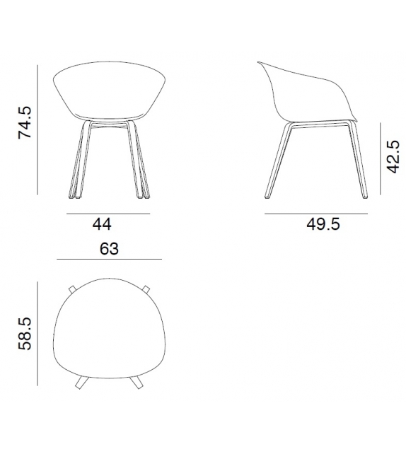 Duna 02 Arper Armchair With 4 Wooden Legs