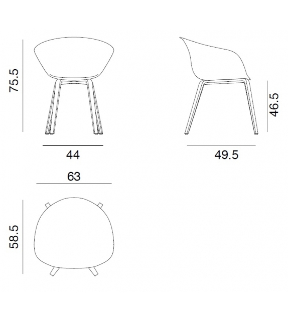 Duna 02 Arper Armchair With Front Face Upholstery & Wooden Legs