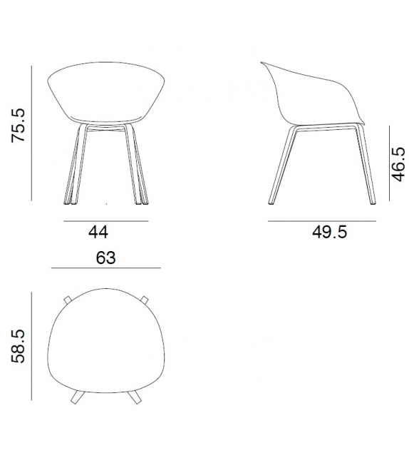 Duna 02 Arper Fauteuil Rembourré Avec 4 Pieds En Bois