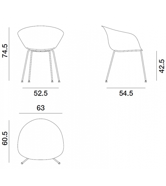 Duna 02 Arper Armchair With 4 Steel Legs