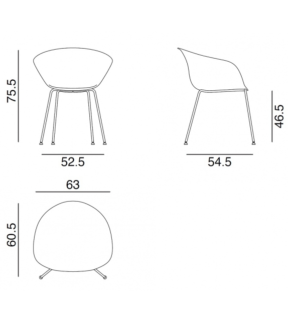 Duna 02 Arper Upholstered Armchair With 4 Steel Legs