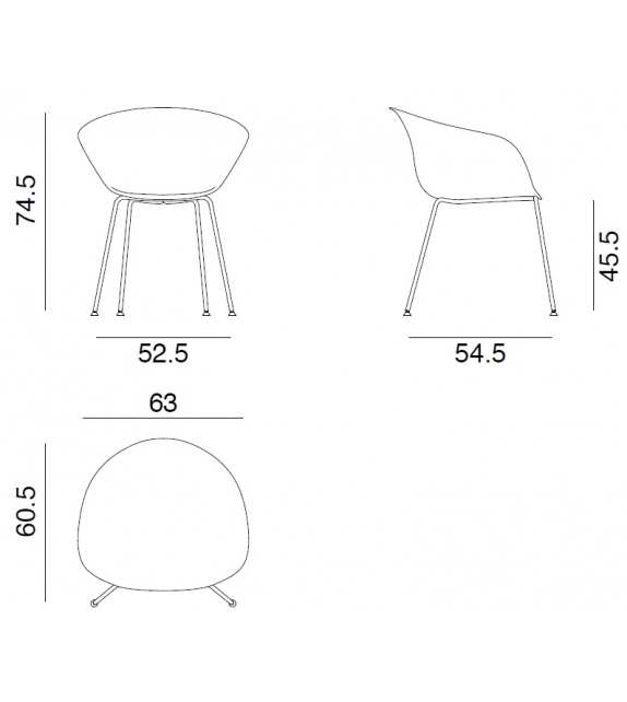 Duna 02 Arper Armchair With Cushion & Steel Legs