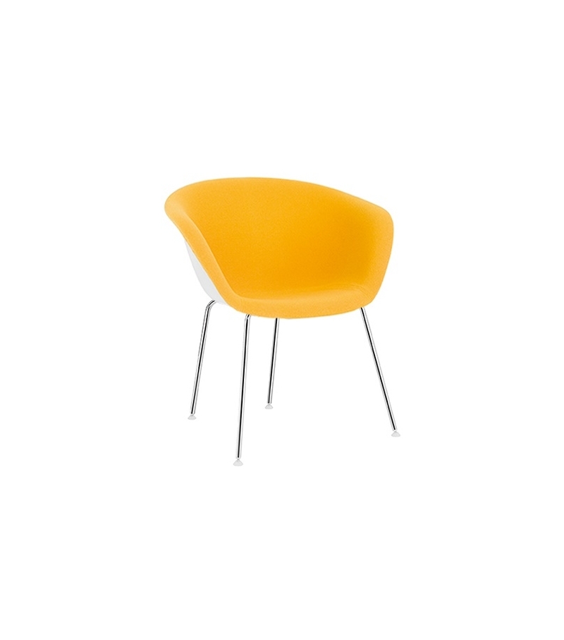 Duna 02 Arper Armchair With Front Face Upholstery & Steel Legs