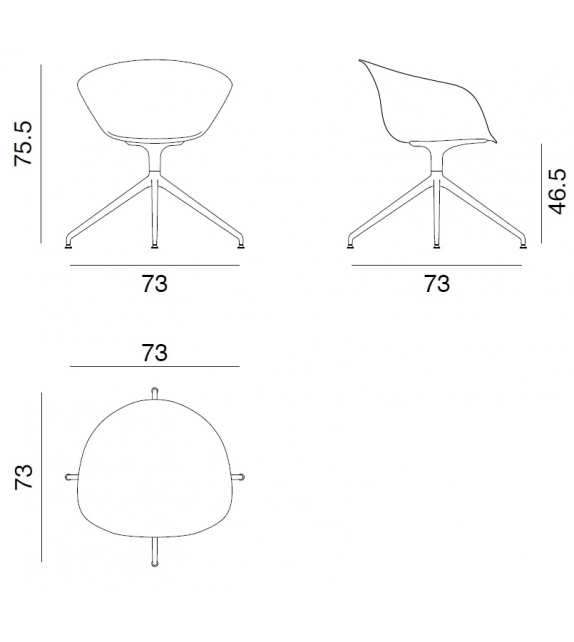 Duna 02 Arper Armchair With Trestle Swivel Base & Front Face Upholstery