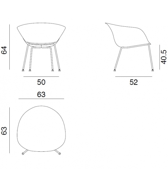 Duna 02 Arper Lounge Armchair With Front Face Upholstery