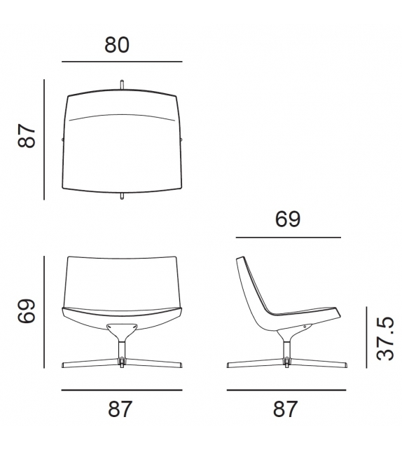 Catifa 80 Arper Poltrona Lounge Con base a 4 Razze